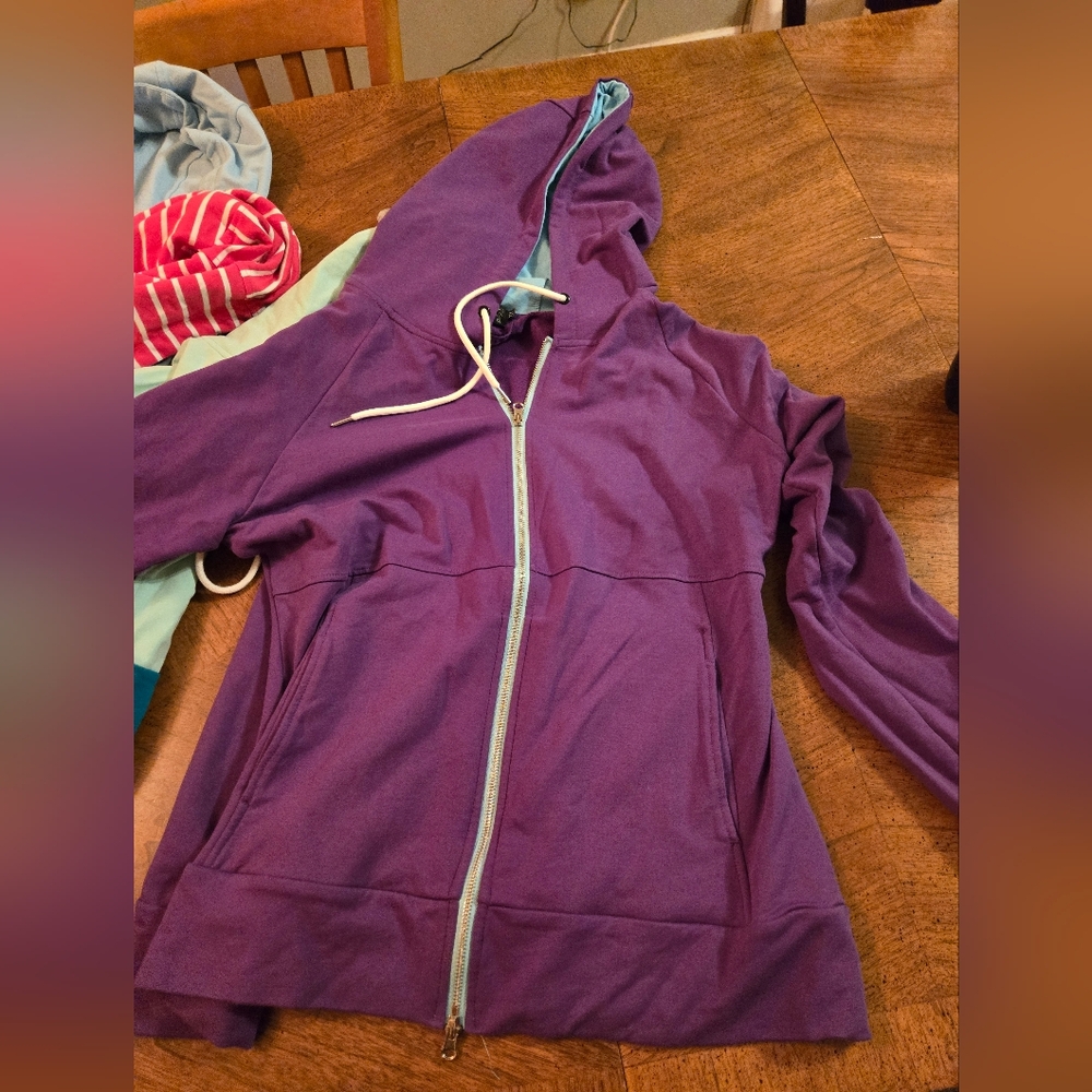 Women's 7 Degrees Full-Zip Hoodie – Purple with Light Blue Lining!